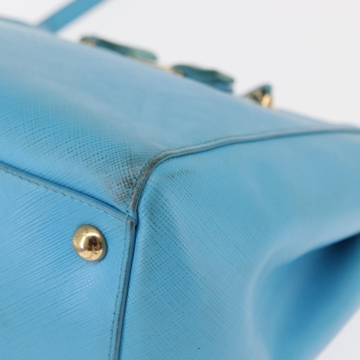 Salvatore Ferragamo Vala Chain Bag Leather 2way Light Blue Gold Auth bs29835