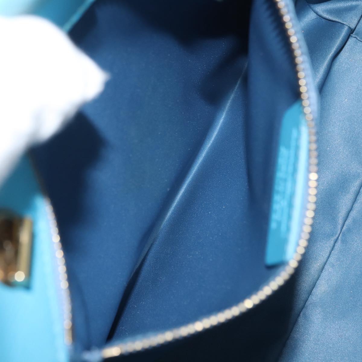 Salvatore Ferragamo Vala Chain Bag Leather 2way Light Blue Gold Auth bs29835