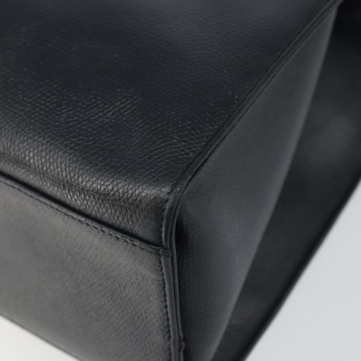 Salvatore Ferragamo Gancini Hand Bag Leather Black Gold Auth bs29837