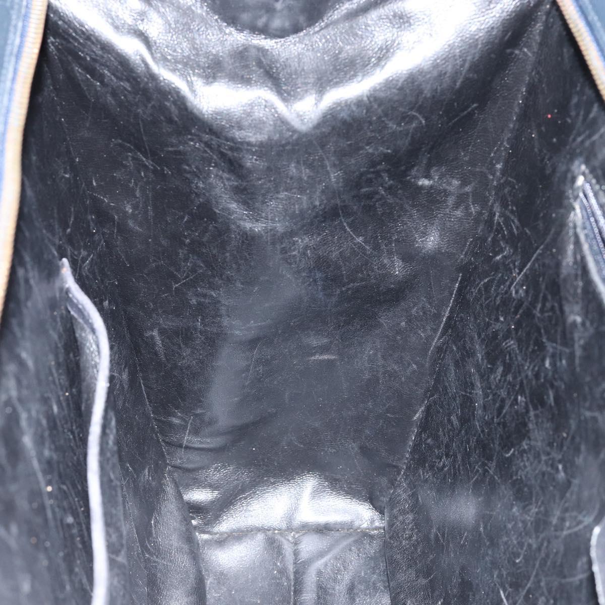 Salvatore Ferragamo Gancini Hand Bag Leather Black Gold Auth bs29837