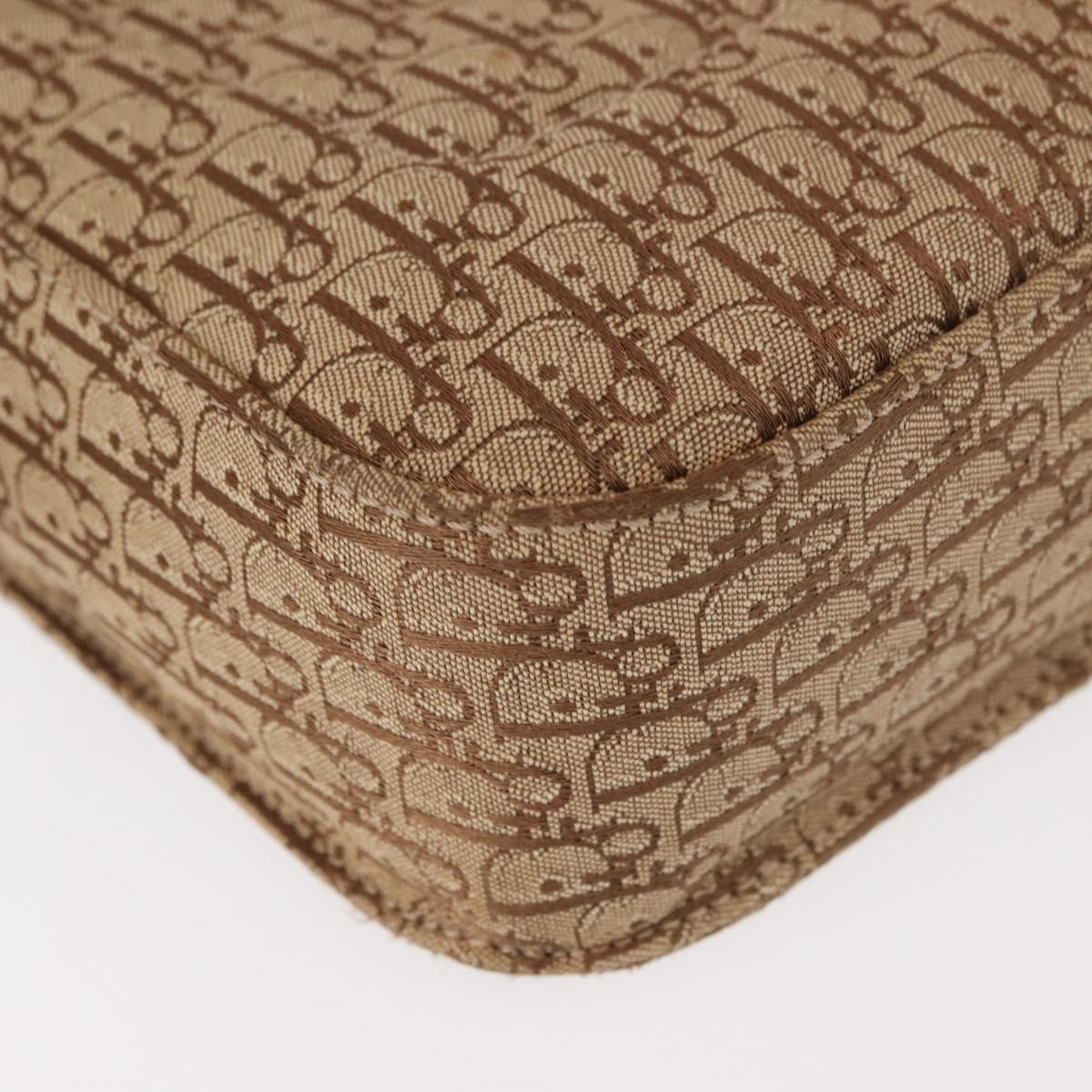 Christian Dior Trotter Canvas Shoulder Bag Beige Gold Auth bs29838