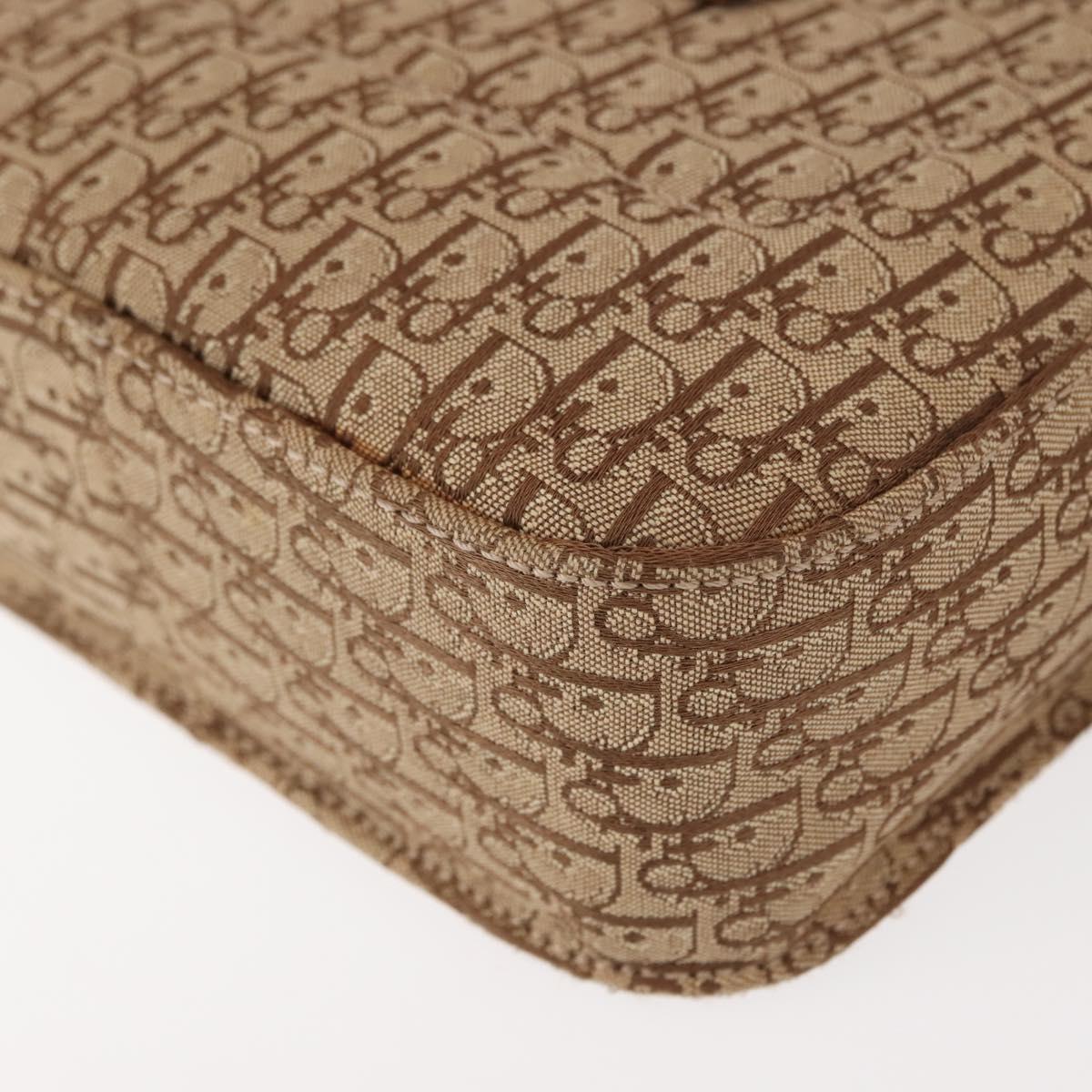 Christian Dior Trotter Canvas Shoulder Bag Beige Gold Auth bs29838