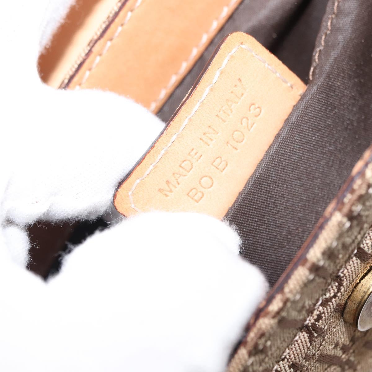 Christian Dior Trotter Canvas Shoulder Bag Beige Gold Auth bs29838