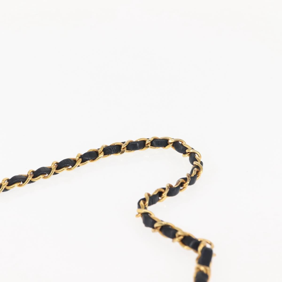 CHANEL Matelasse Chain Shoulder Bag Lamb Skin Navy Gold CC Auth bs29839