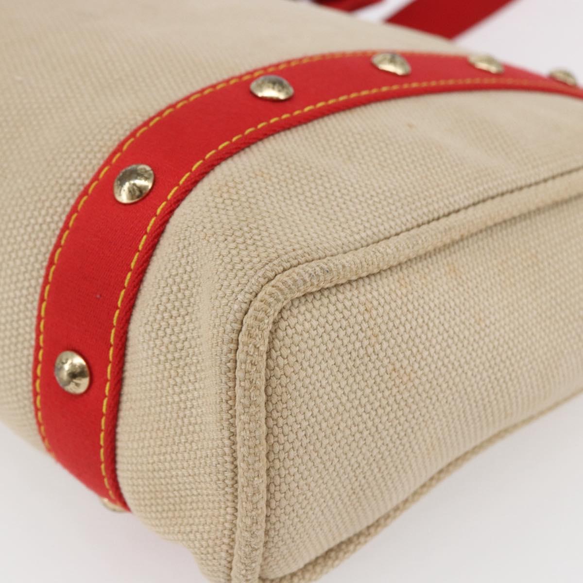 LOUIS VUITTON Antigua Cabas MM Tote Bag Canvas Beige Red M40035 LV Auth bs29841