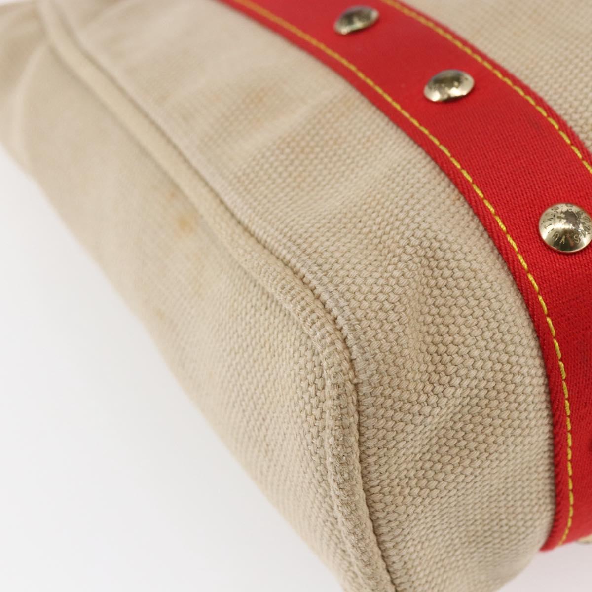 LOUIS VUITTON Antigua Cabas MM Tote Bag Canvas Beige Red M40035 LV Auth bs29841