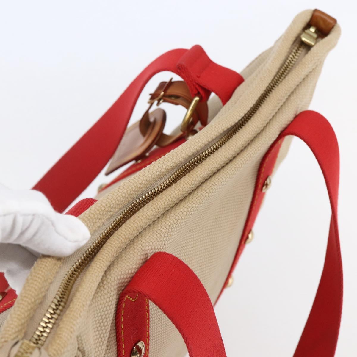 LOUIS VUITTON Antigua Cabas MM Tote Bag Canvas Beige Red M40035 LV Auth bs29841