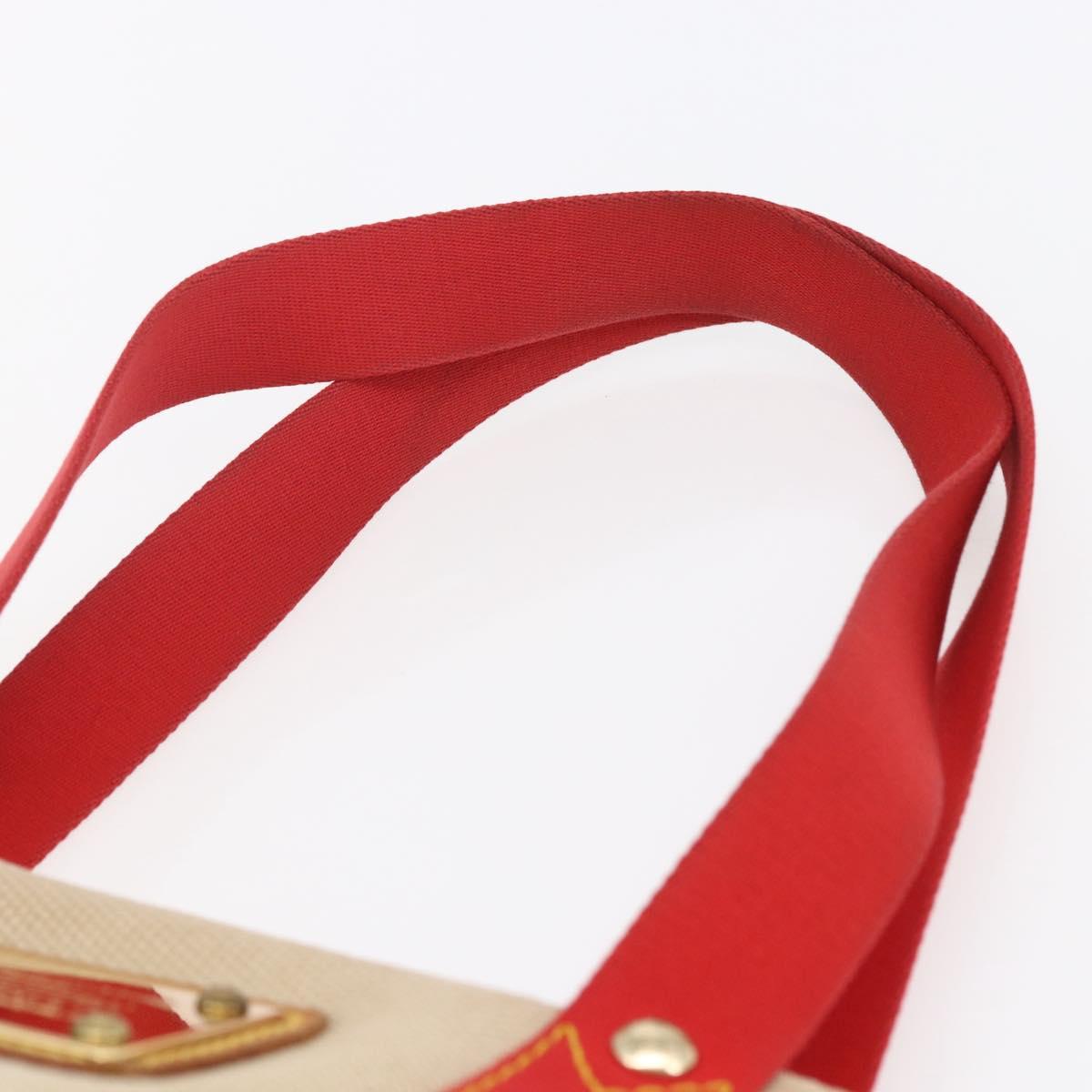 LOUIS VUITTON Antigua Cabas MM Tote Bag Canvas Beige Red M40035 LV Auth bs29841