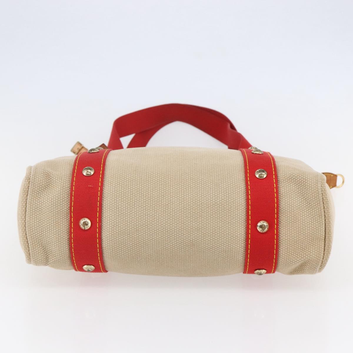 LOUIS VUITTON Antigua Cabas MM Tote Bag Canvas Beige Red M40035 LV Auth bs29841