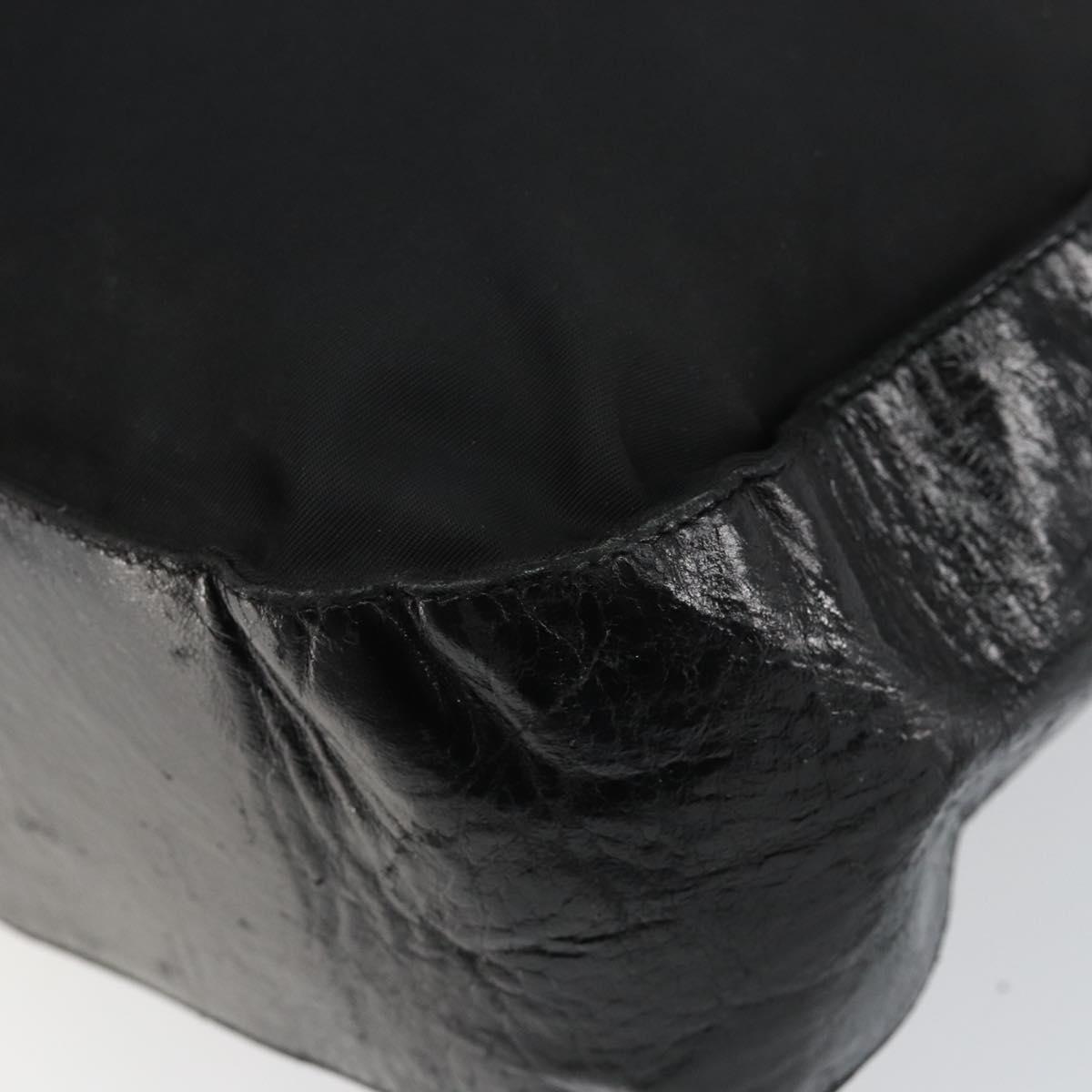 PRADA Shoulder Bag Nylon Leather Black Silver Auth bs29842