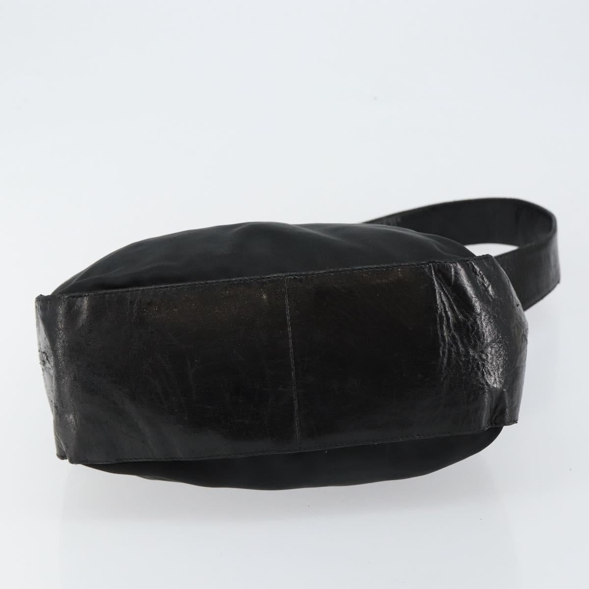 PRADA Shoulder Bag Nylon Leather Black Silver Auth bs29842