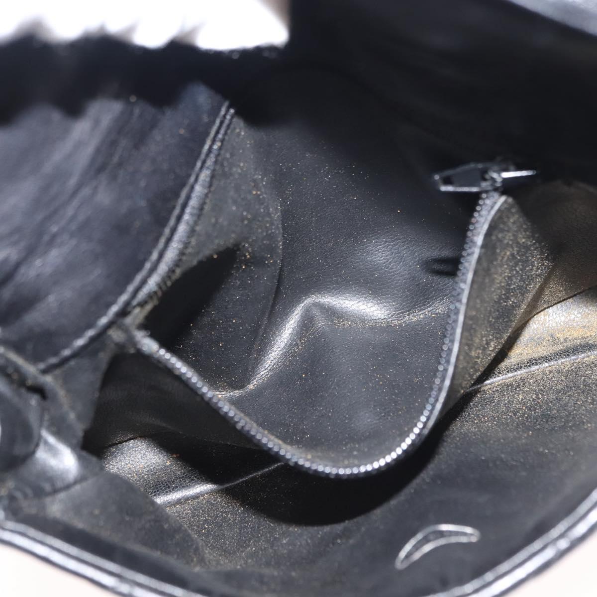 CHANEL Matelasse Waist Bag Lamb Skin Black Gold CC Auth bs29844