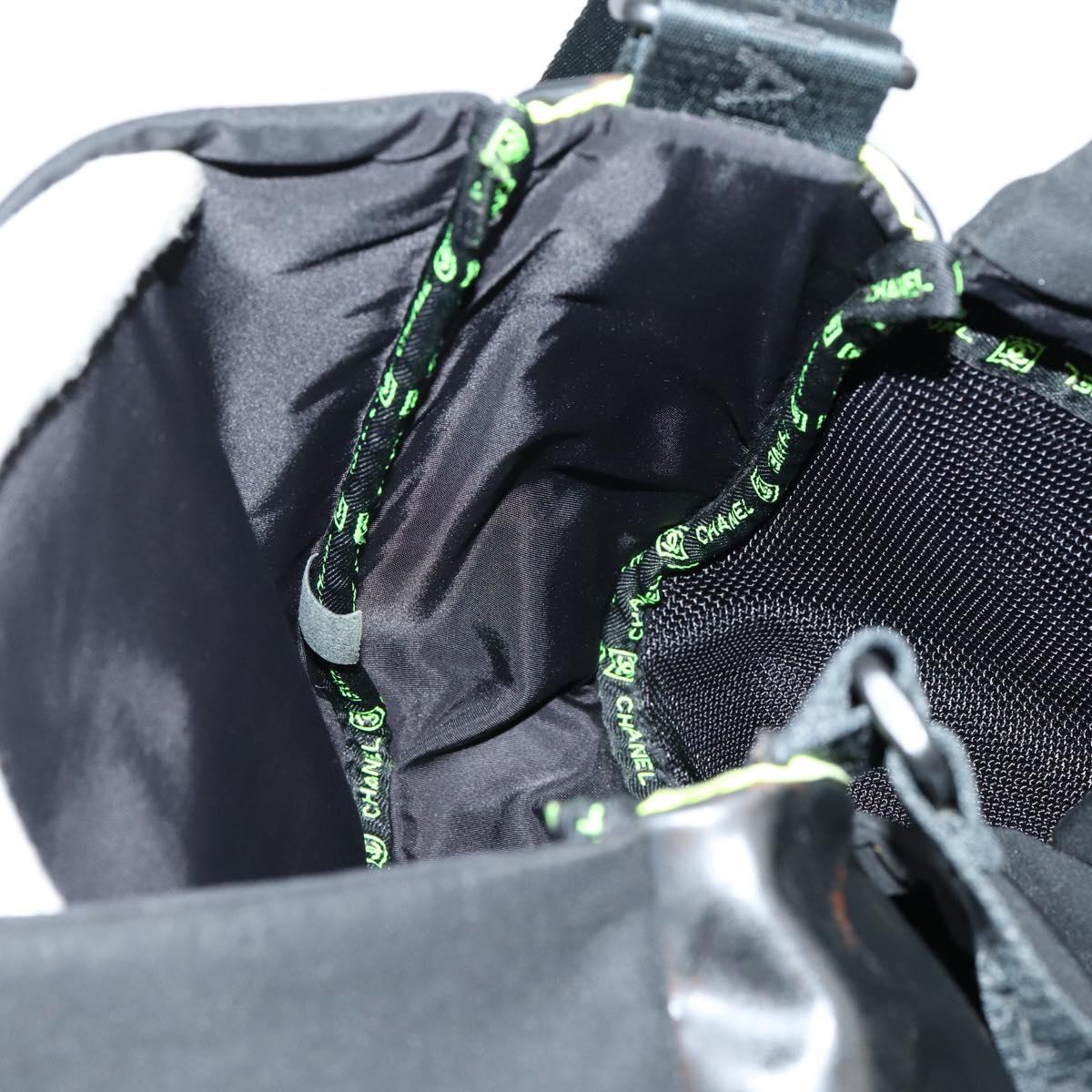 CHANEL Sports Shoulder Bag Nylon Black CC Auth bs29848