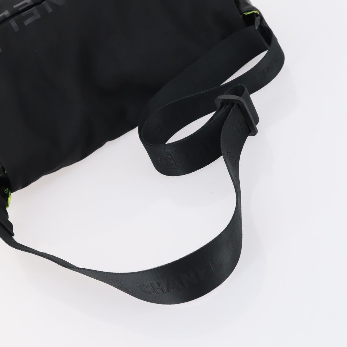 CHANEL Sports Shoulder Bag Nylon Black CC Auth bs29848