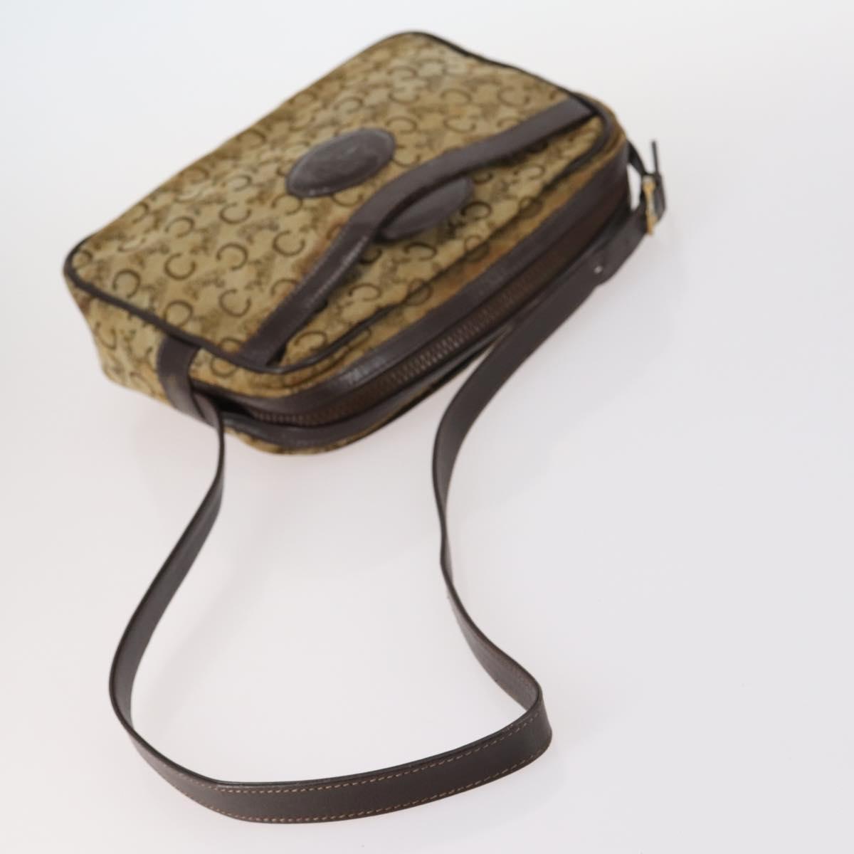 CELINE C Macadam Canvas Shoulder Bag Enamel 3Set Brown Black beige Auth bs29851