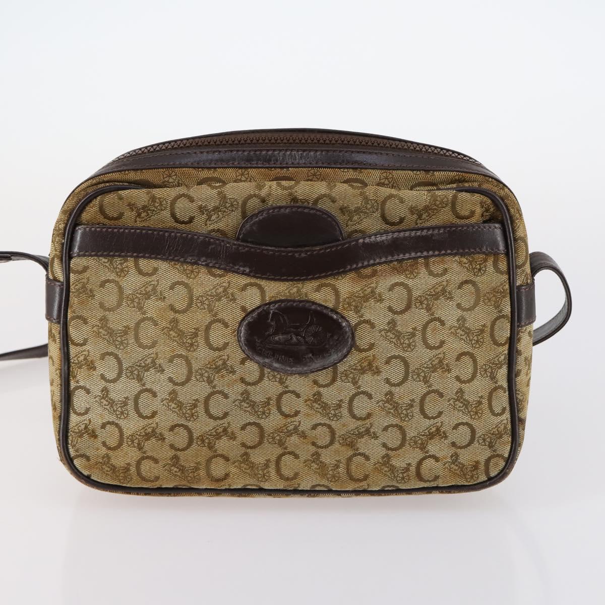 CELINE C Macadam Canvas Shoulder Bag Enamel 3Set Brown Black beige Auth bs29851