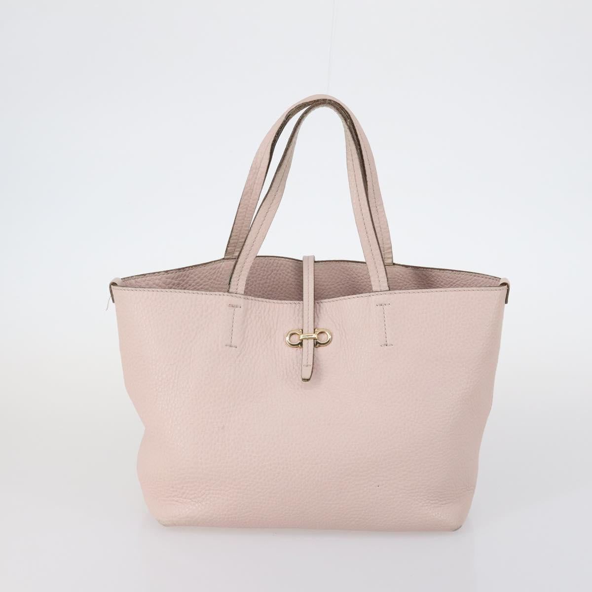 Salvatore Ferragamo Bag Enamel Leather Nylon 5Set Black Khaki pink Auth bs29853