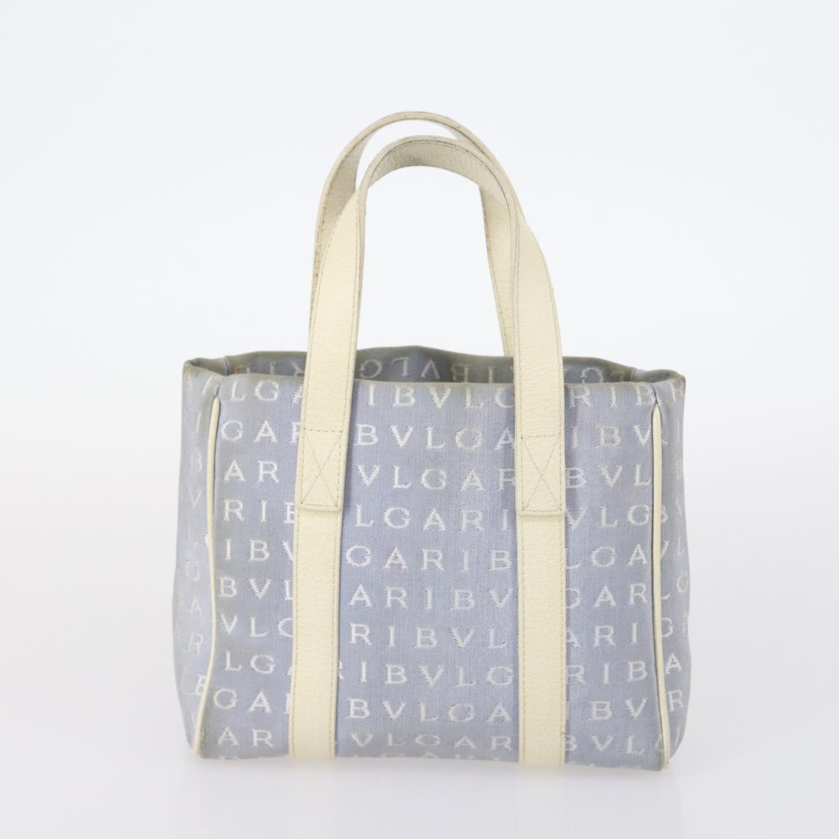 BVLGARI Hand Bag Canvas Enamel 5Set Green Beige gold Auth bs29854