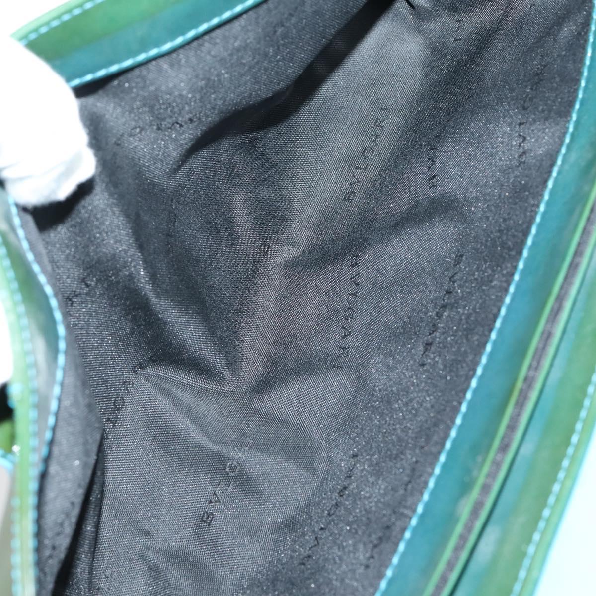 BVLGARI Hand Bag Canvas Enamel 5Set Green Beige gold Auth bs29854