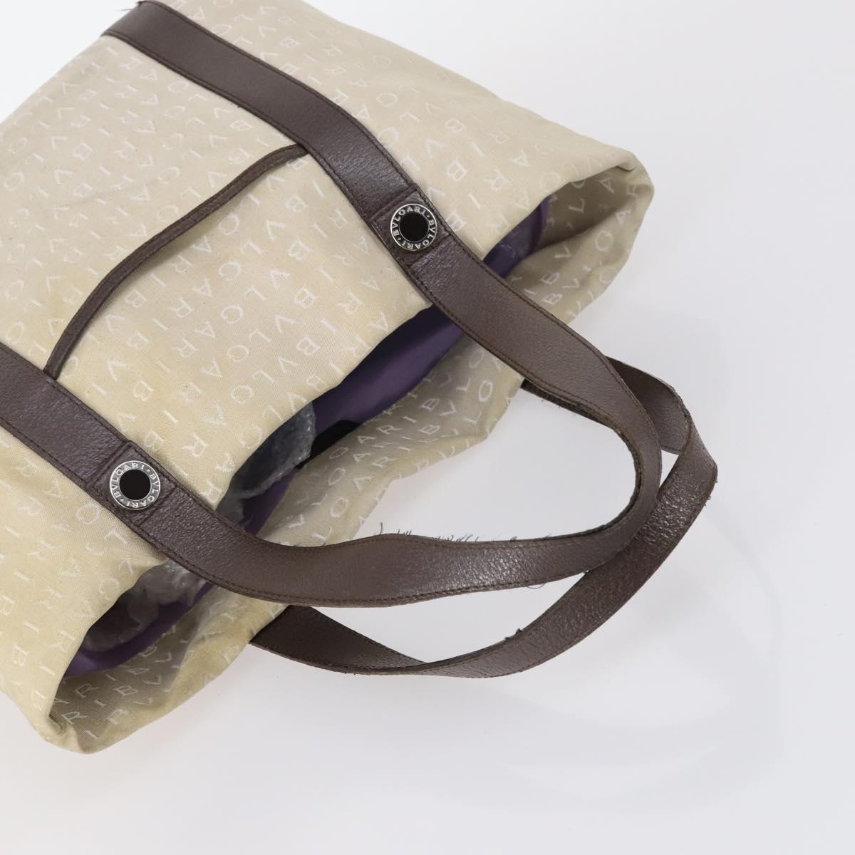 BVLGARI Hand Bag Canvas Enamel 5Set Green Beige gold Auth bs29854