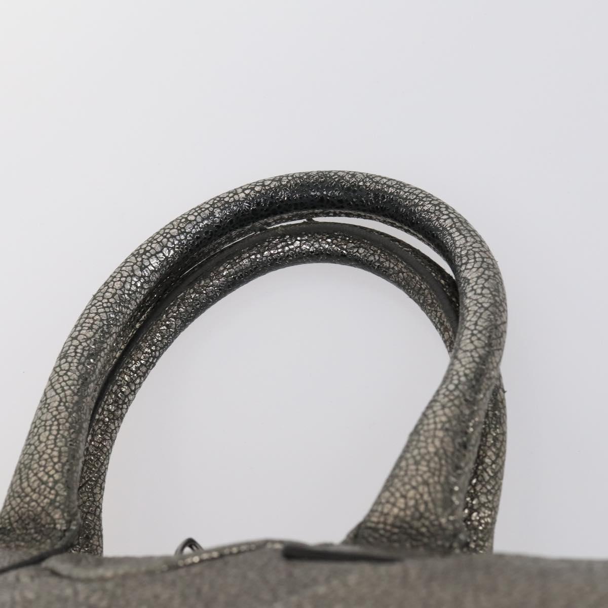 SAINT LAURENT Hand Bag Leather nylon 5Set Silver Black Ivory Auth bs29856