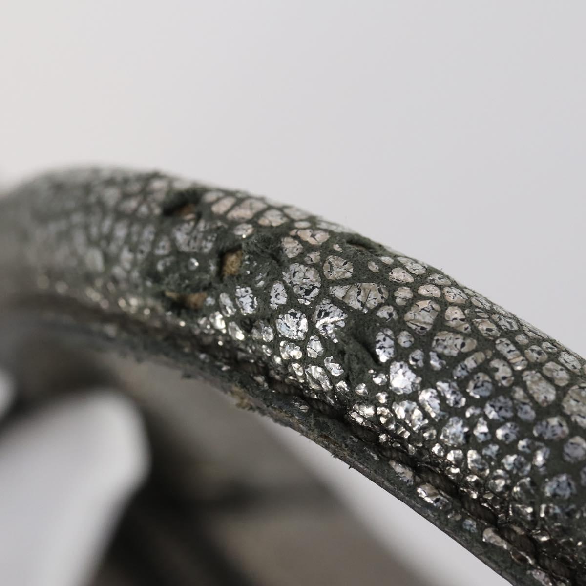 SAINT LAURENT Hand Bag Leather nylon 5Set Silver Black Ivory Auth bs29856