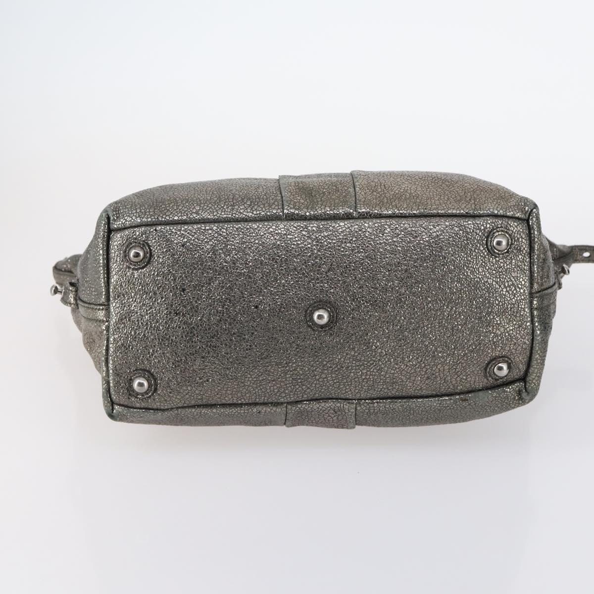 SAINT LAURENT Hand Bag Leather nylon 5Set Silver Black Ivory Auth bs29856