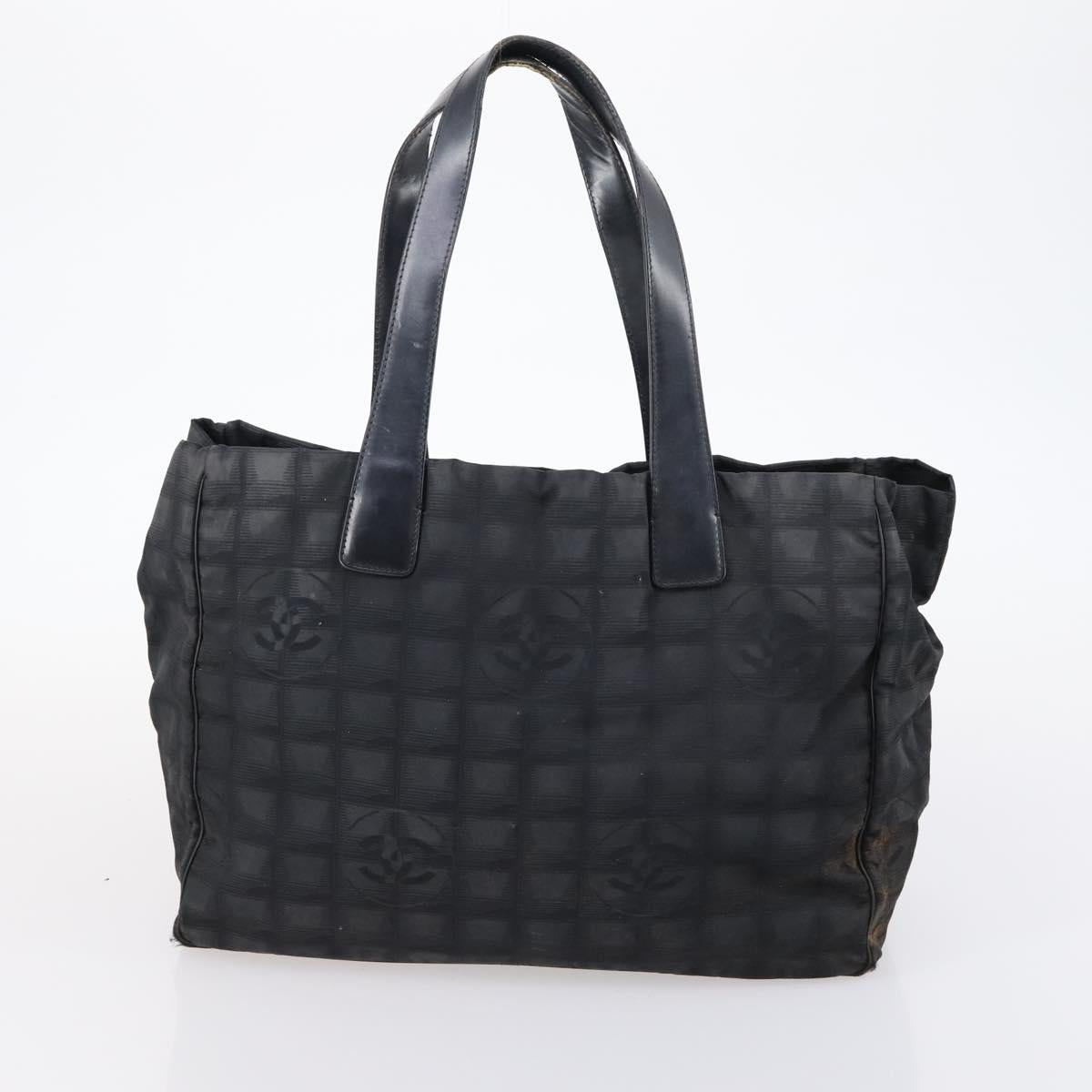 CHANEL Hand Bag Leather Nylon 5Set Black Navy CC Auth bs29857