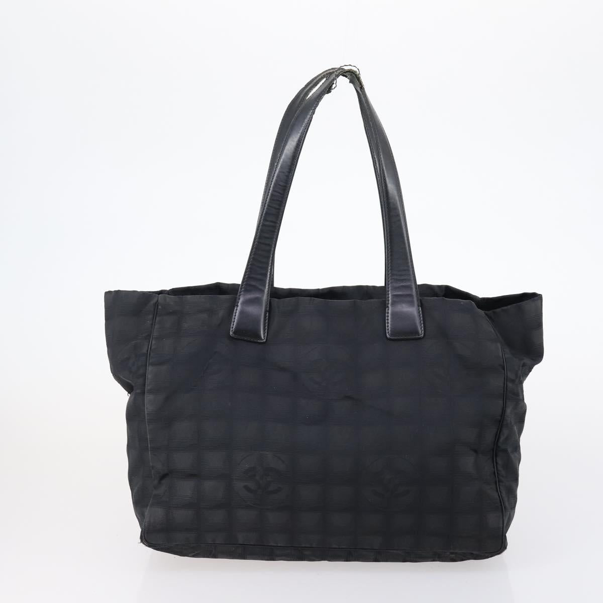 CHANEL Hand Bag Leather Nylon 5Set Black Navy CC Auth bs29857