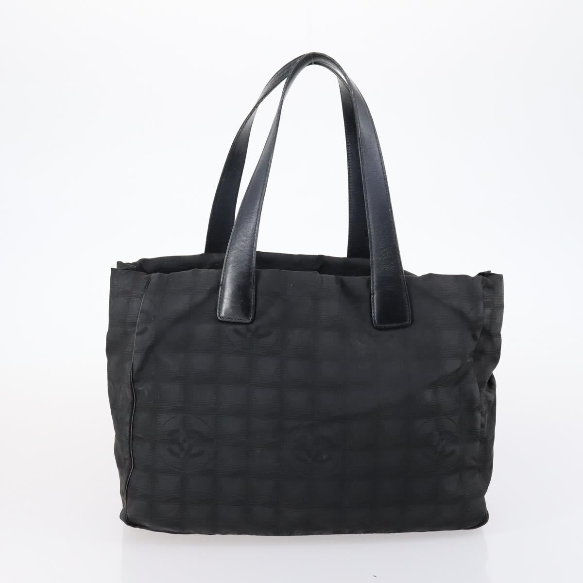 CHANEL Hand Bag Leather Nylon 5Set Black Navy CC Auth bs29857