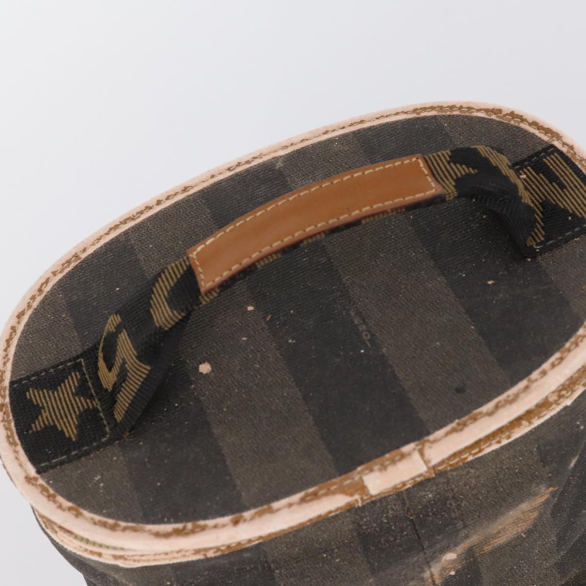 FENDI Zucchino Pecan Bag Canvas Coated Canvas 4Set Black Brown Auth bs29858