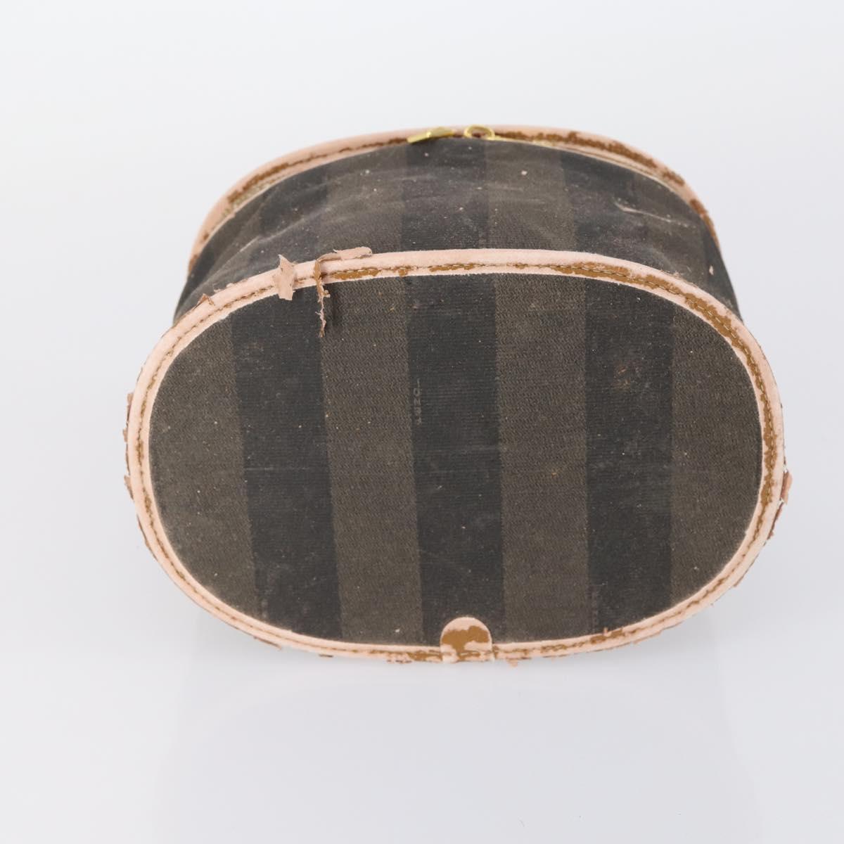 FENDI Zucchino Pecan Bag Canvas Coated Canvas 4Set Black Brown Auth bs29858