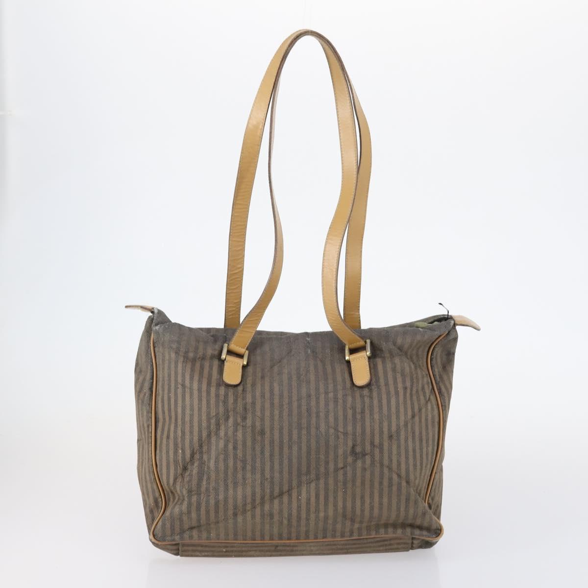 FENDI Zucchino Pecan Bag Canvas Coated Canvas 4Set Black Brown Auth bs29858