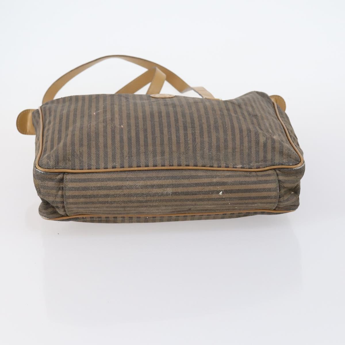 FENDI Zucchino Pecan Bag Canvas Coated Canvas 4Set Black Brown Auth bs29858