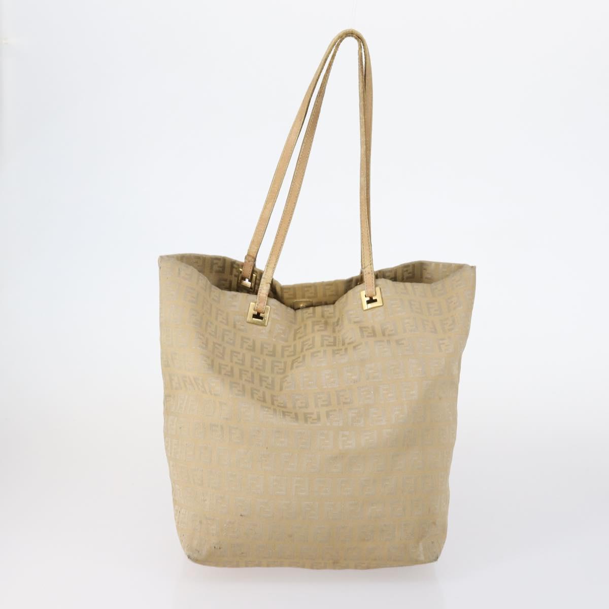 FENDI Zucchino Pecan Bag Canvas Coated Canvas 4Set Black Brown Auth bs29858