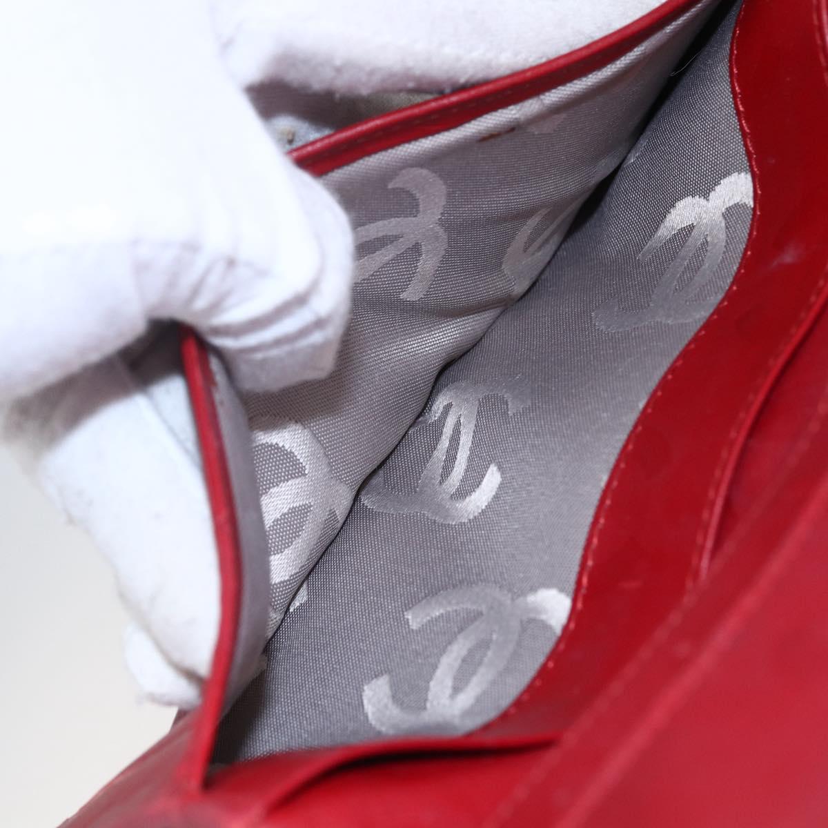 CHANEL Matelasse Cambon Line Long Wallet Leather Red Silver CC Auth bs29861