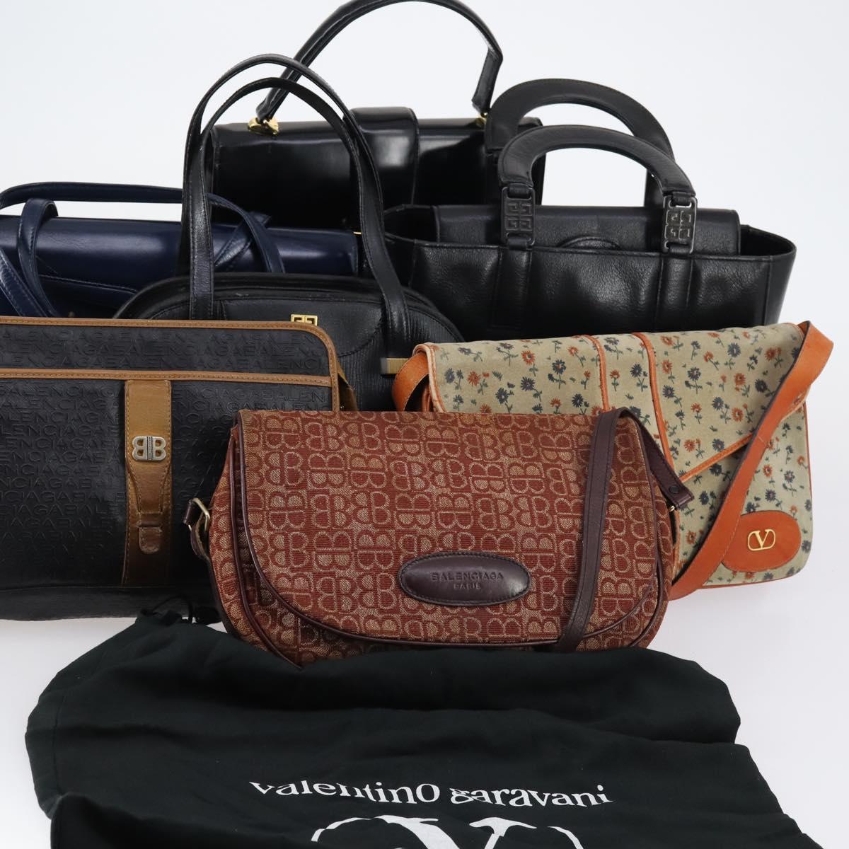 BALENCIAGA VALENTINO GIVENCHY Bag Leather Canvas 7Set Brown Black Auth bs29863