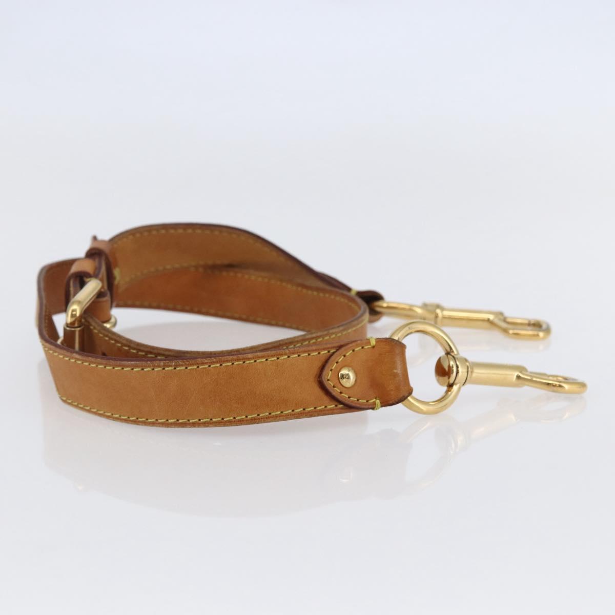 LOUIS VUITTON Adjustable Shoulder Strap Leather 35""-39"" Beige LV Auth bs29864