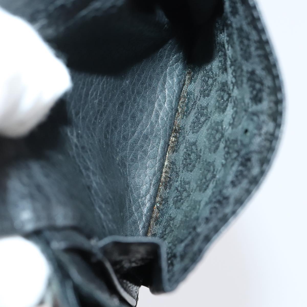 Dunhill Clutch Bag Leather 10set Black Navy Auth bs29865