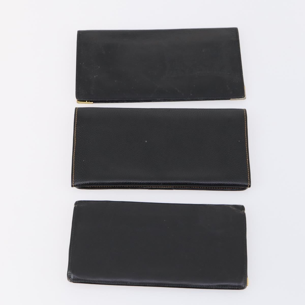 Dunhill Clutch Bag Leather 10set Black Navy Auth bs29865