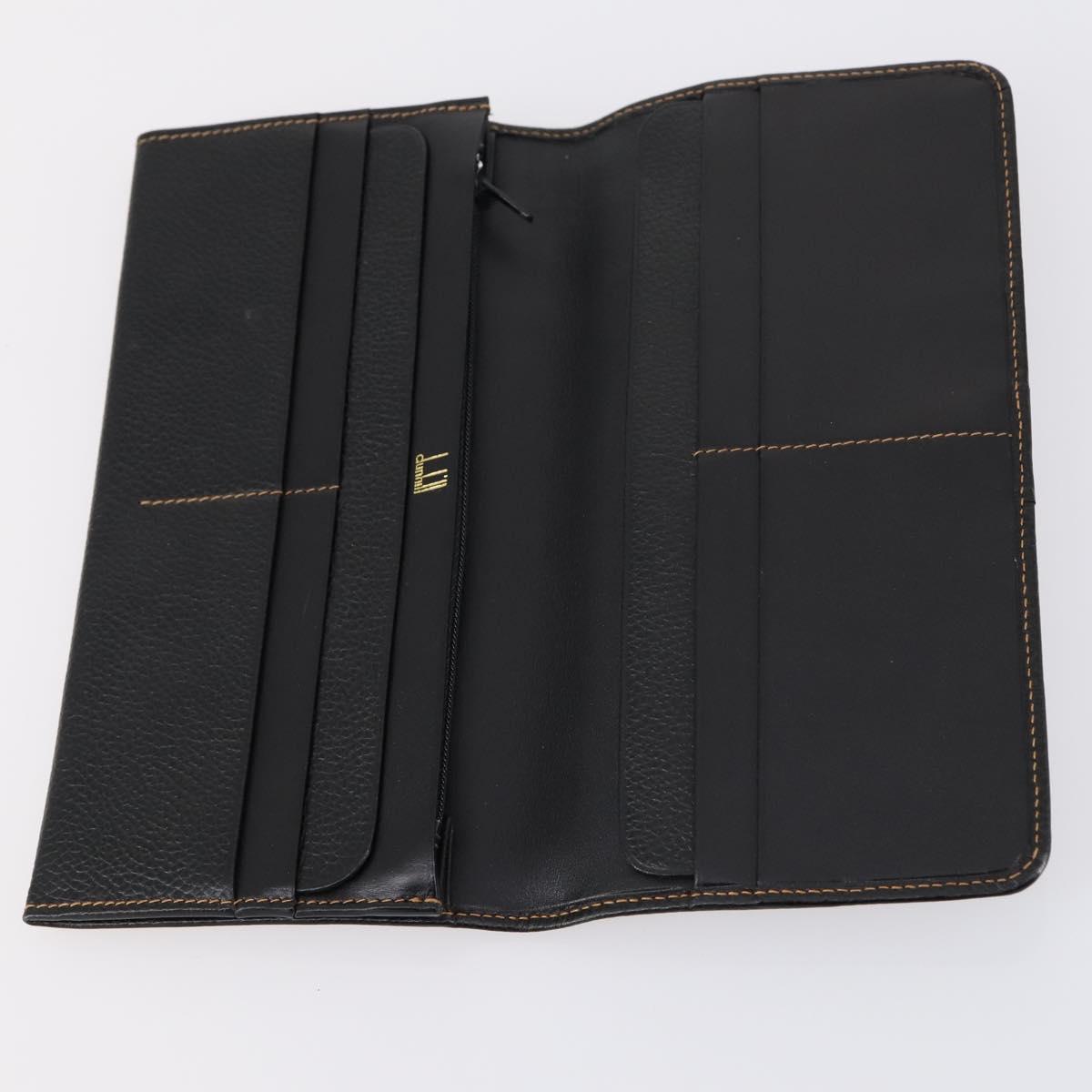 Dunhill Clutch Bag Leather 10set Black Navy Auth bs29865
