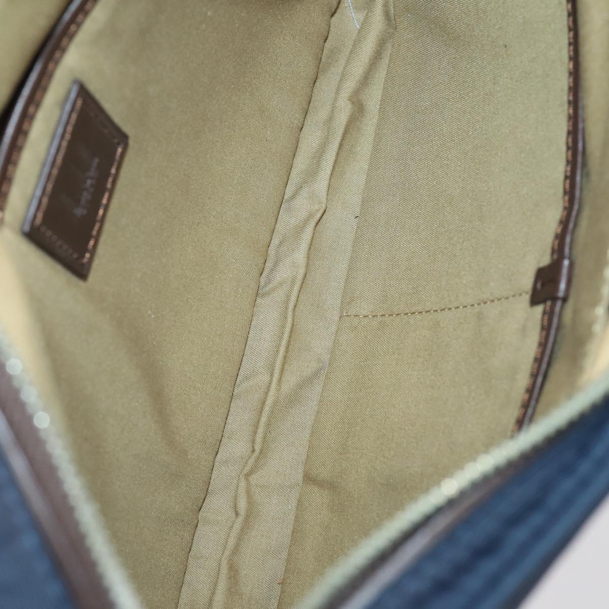 Dunhill Clutch Bag Leather 10set Black Navy Auth bs29865