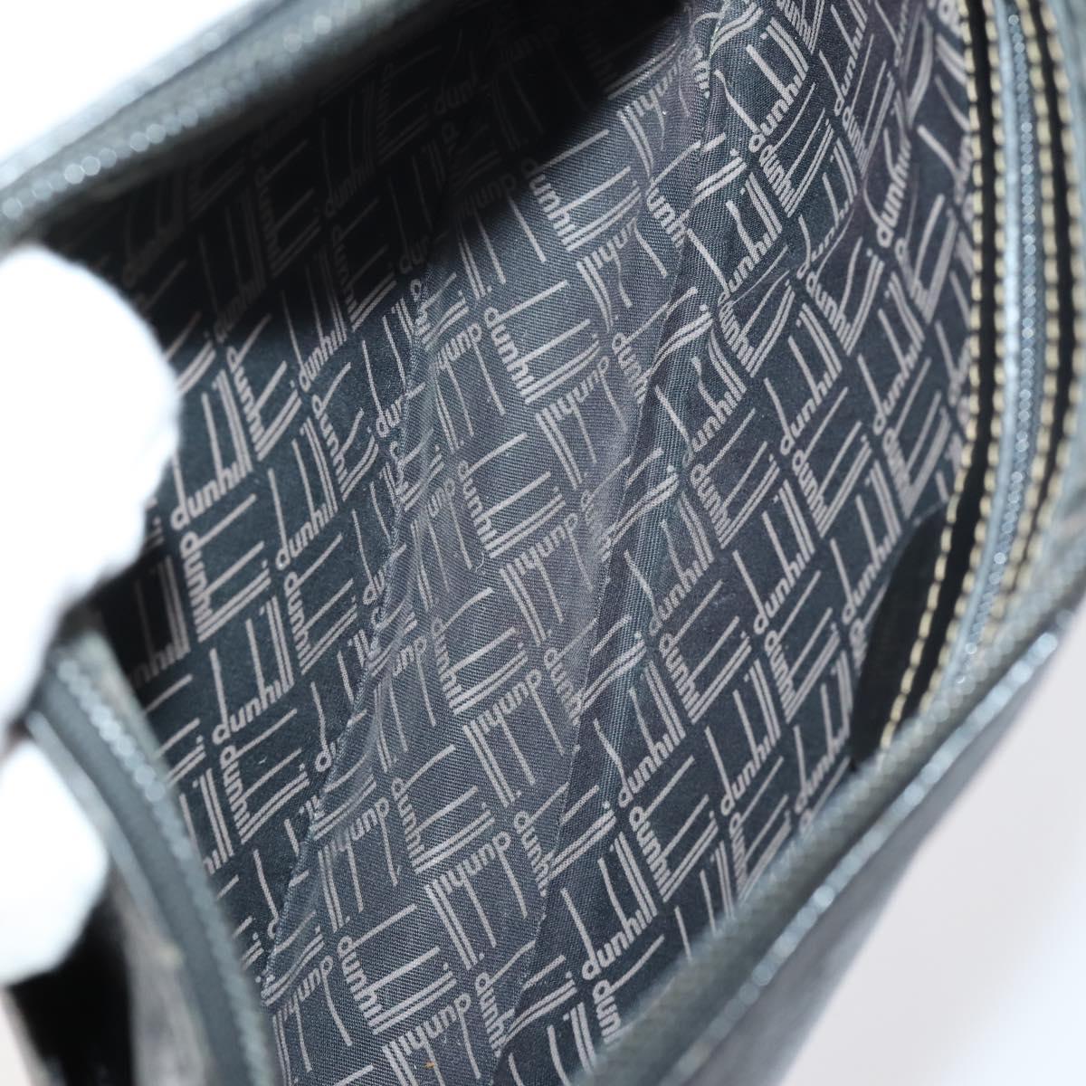 Dunhill Clutch Bag Leather 10set Black Navy Auth bs29865