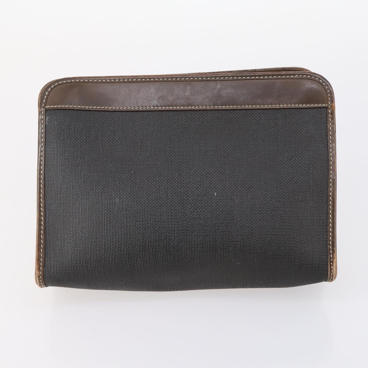 Dunhill Clutch Bag Leather 10set Black Navy Auth bs29865