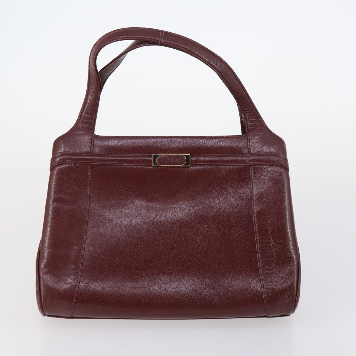 Chloe Hand Bag Leather 4Set Bordeaux Black Ivory Auth bs29866
