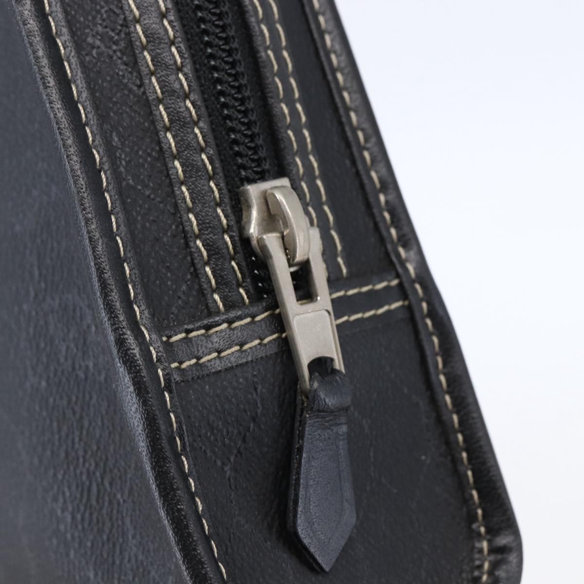 Christian Dior Honeycomb Canvas Pouch PVC Leather Black Auth bs29878