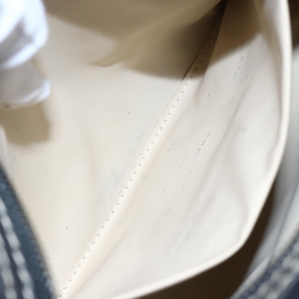 Christian Dior Honeycomb Canvas Pouch PVC Leather Black Auth bs29878