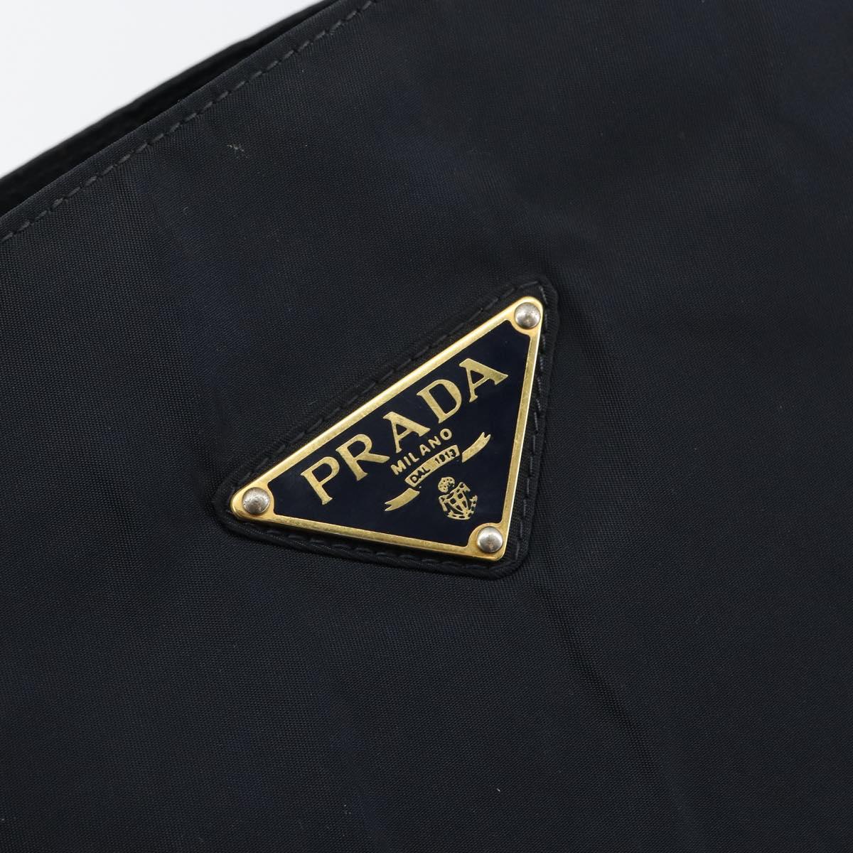 PRADA Hand Bag Nylon Navy Gold Auth bs29879