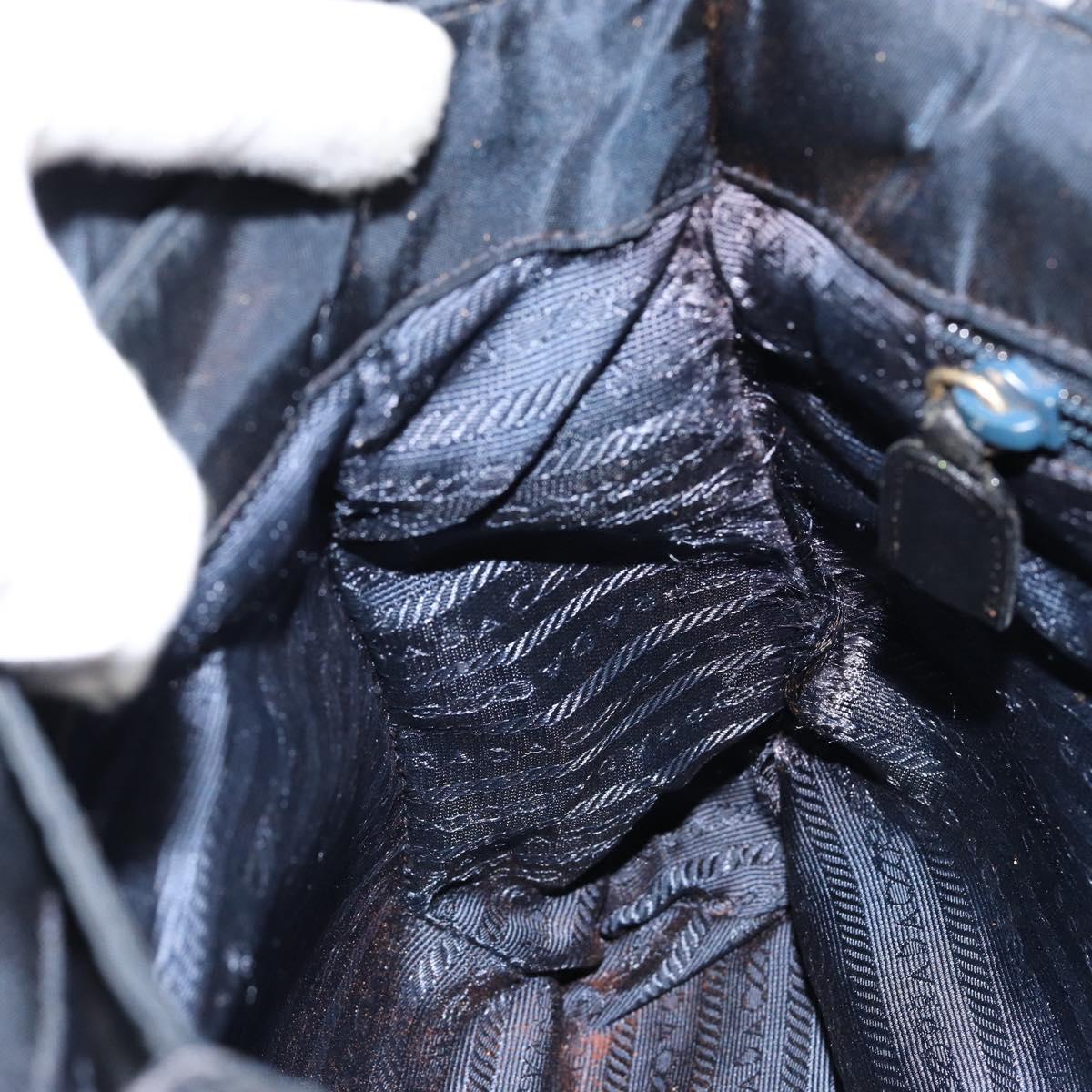 PRADA Hand Bag Nylon Navy Gold Auth bs29879