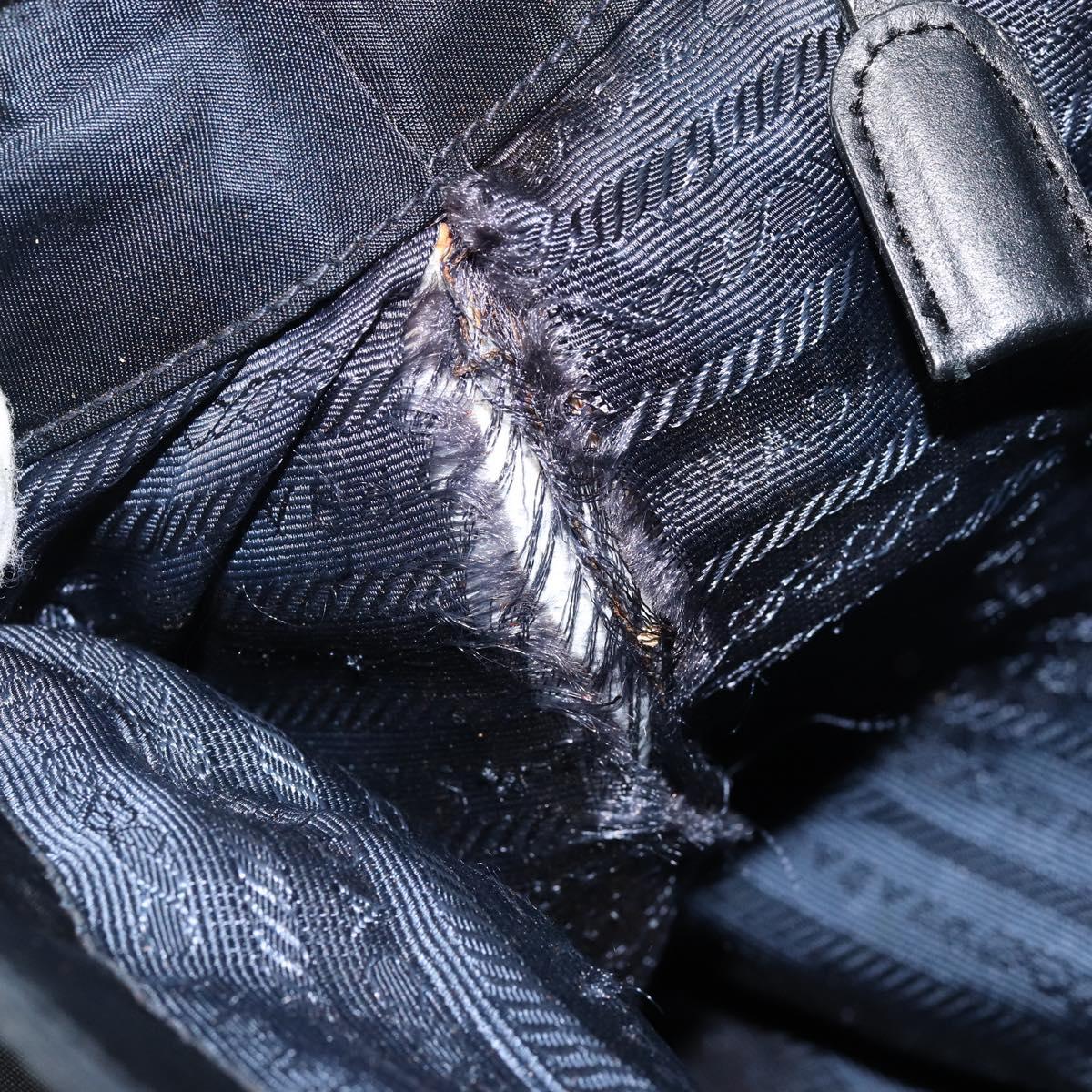 PRADA Hand Bag Nylon Navy Gold Auth bs29879